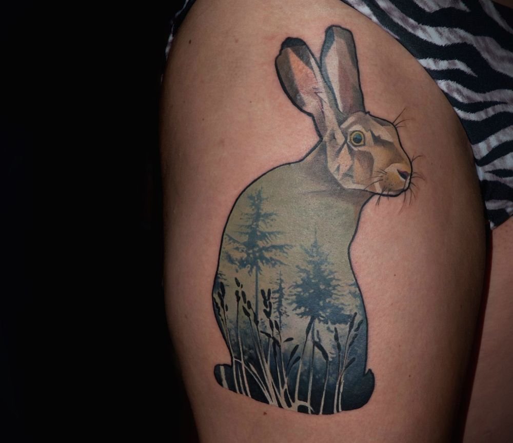Татуировка кролик Минимализм