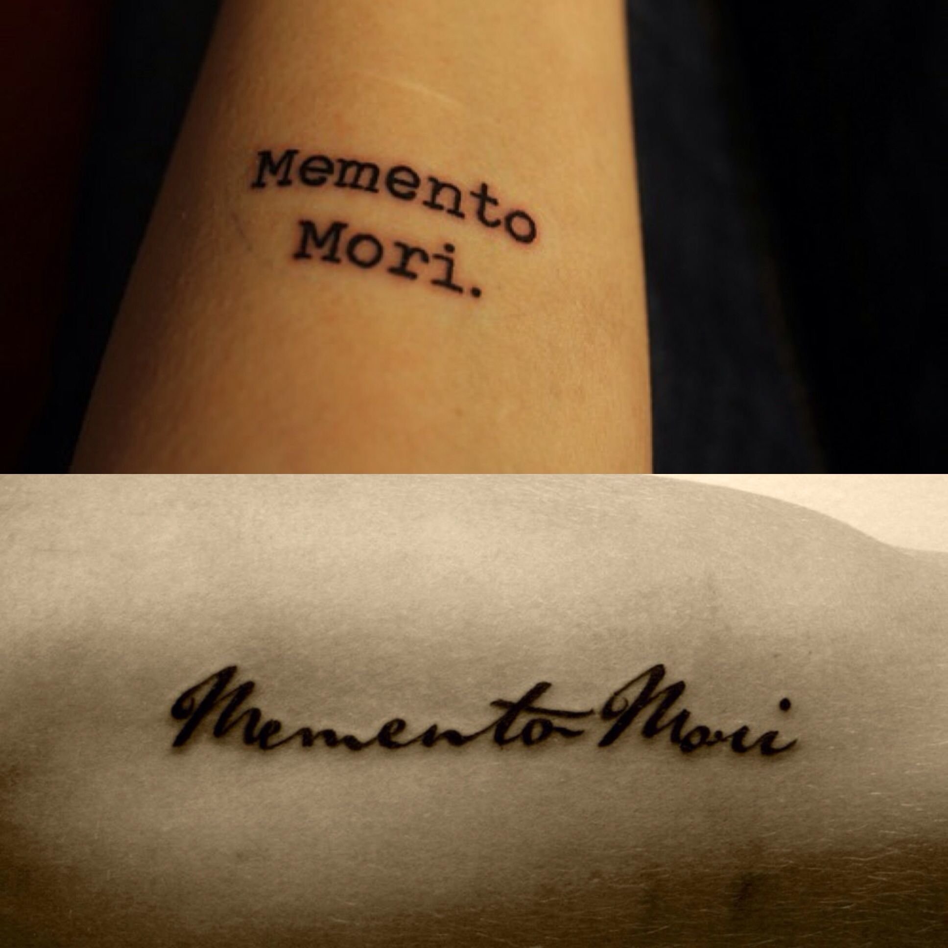 Татуировка Memento Mori на руке