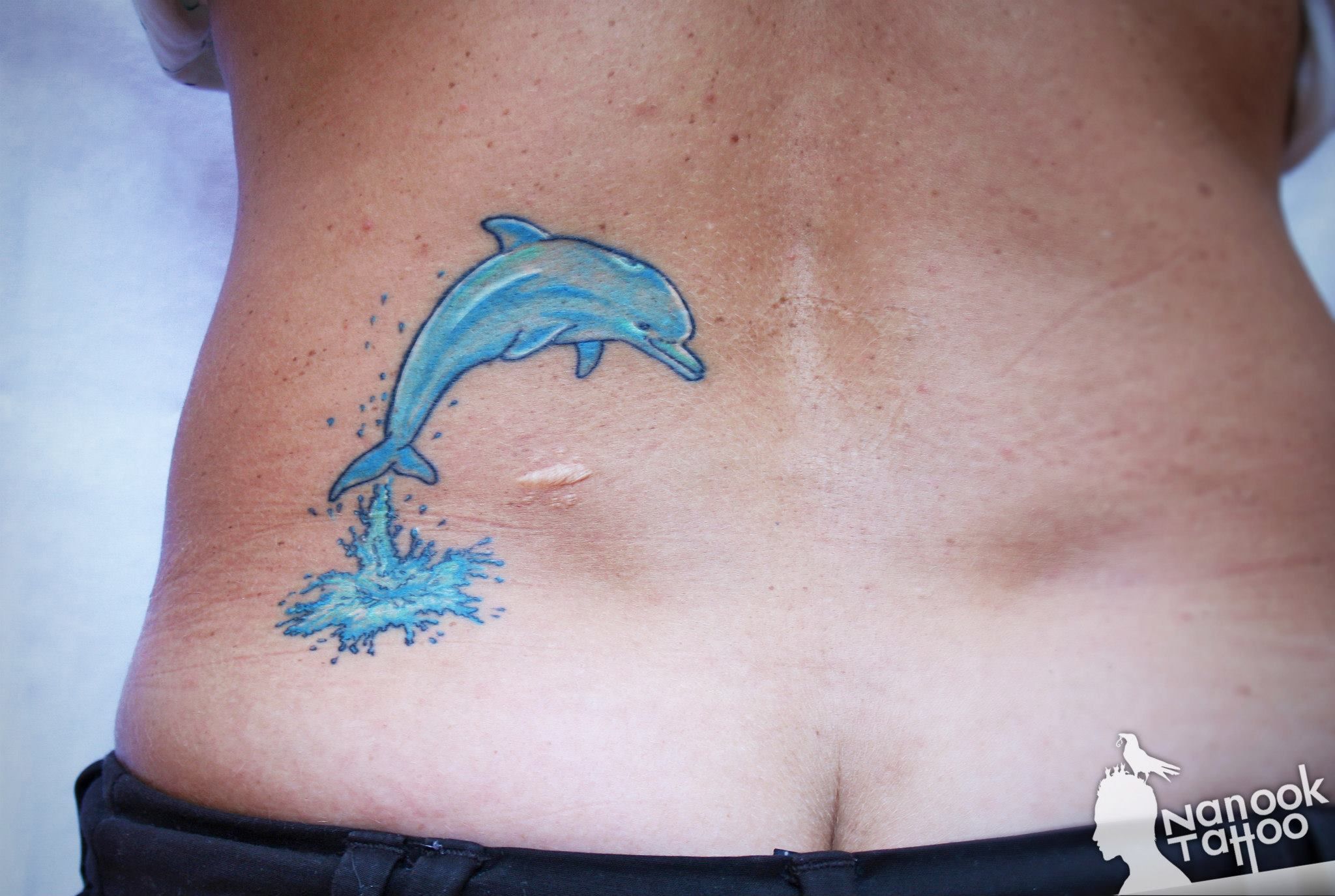 Тату дельфины на спине