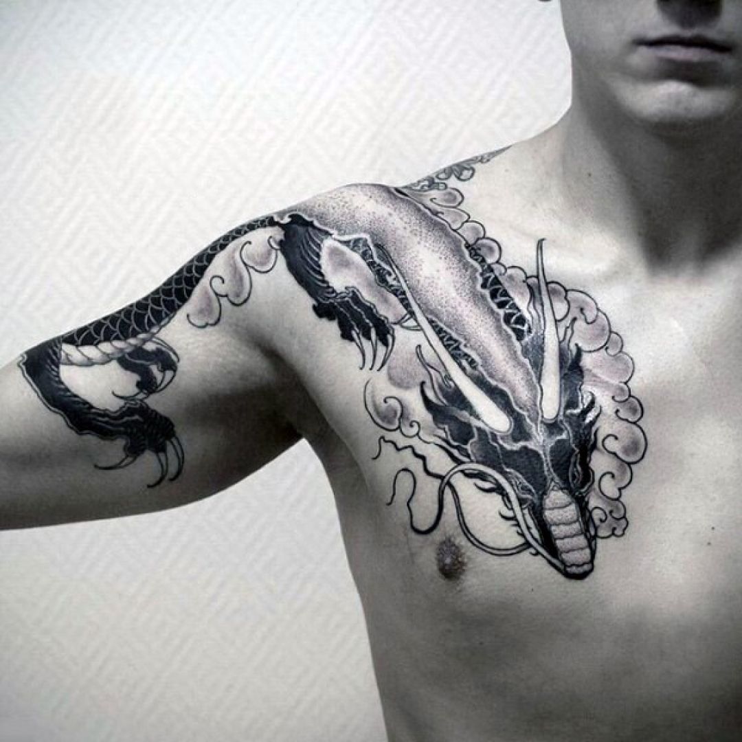 татуировки для мужчин дракон на груди фото 70