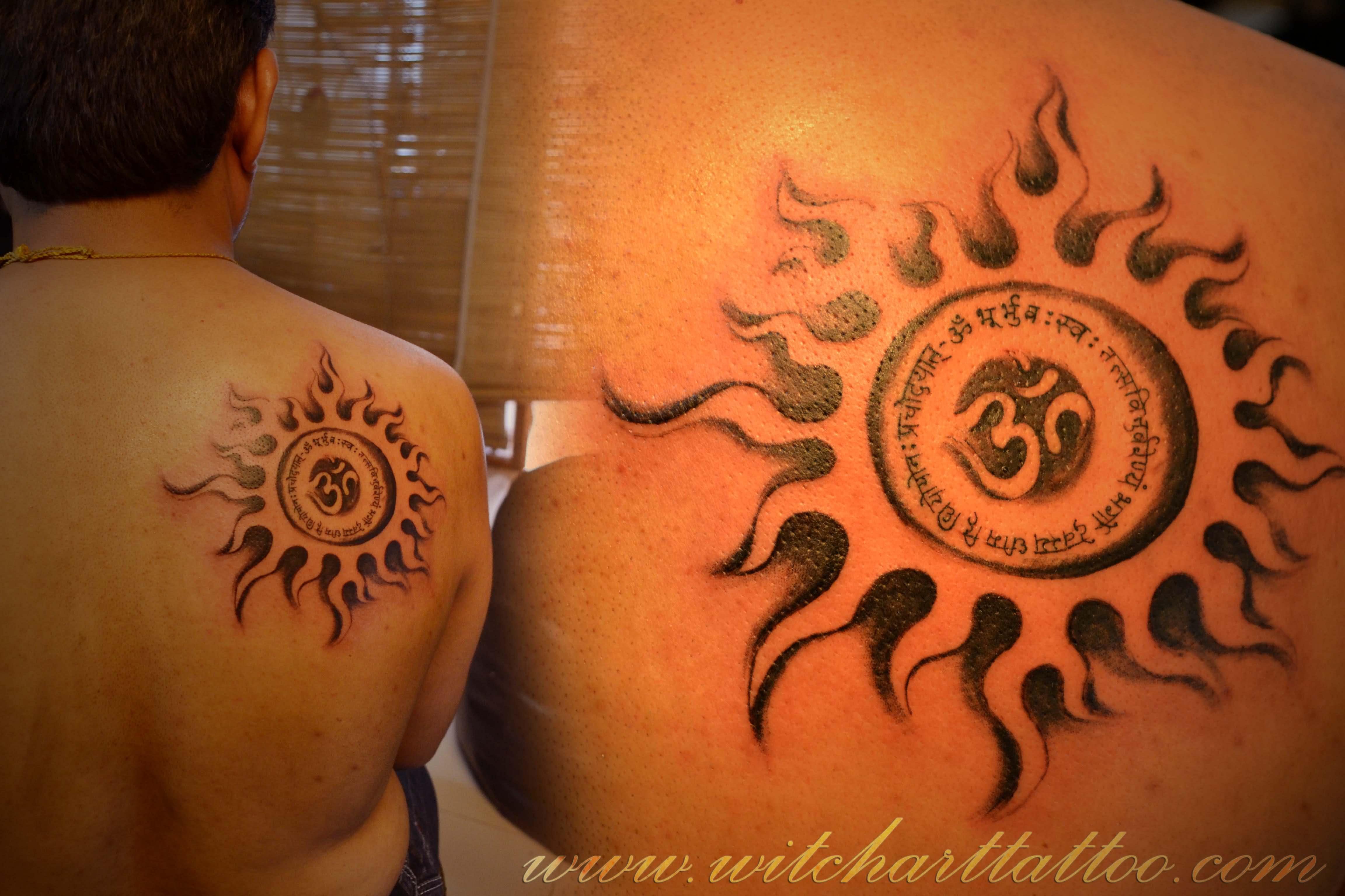 Огненное солнце тату
