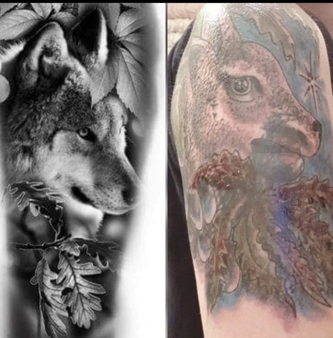 Татуировка волк и человек