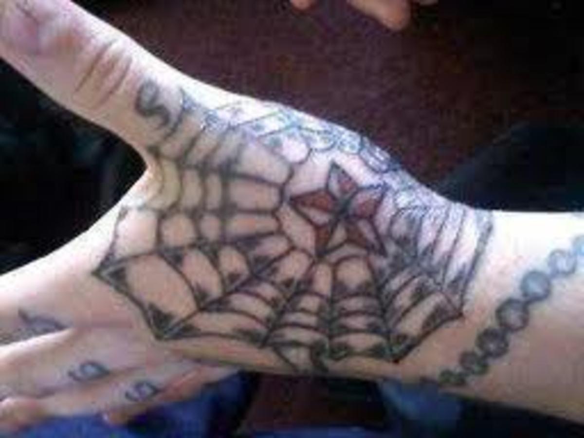 Татуировка паутина на руках на кистях