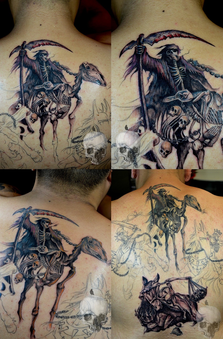 Шаблон дизайна татуировки средневекового рыцаря-дракона