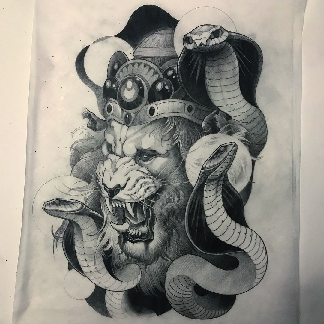 Лев и змея