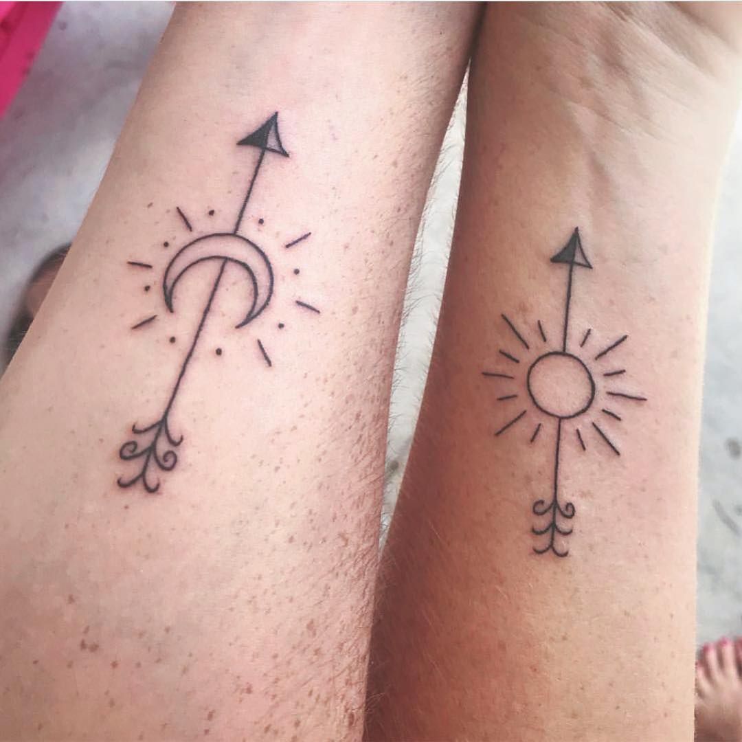 Парные тату для подруг солнце и Луна