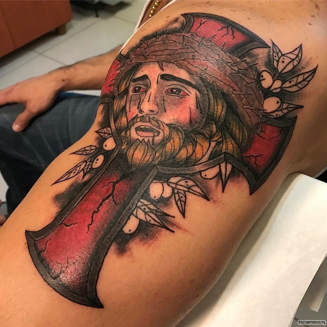 Татуировка Иисуса на ногу