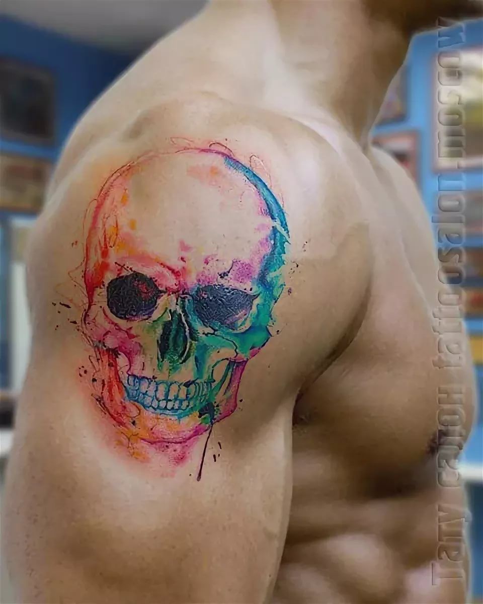Татуировки цветные череп