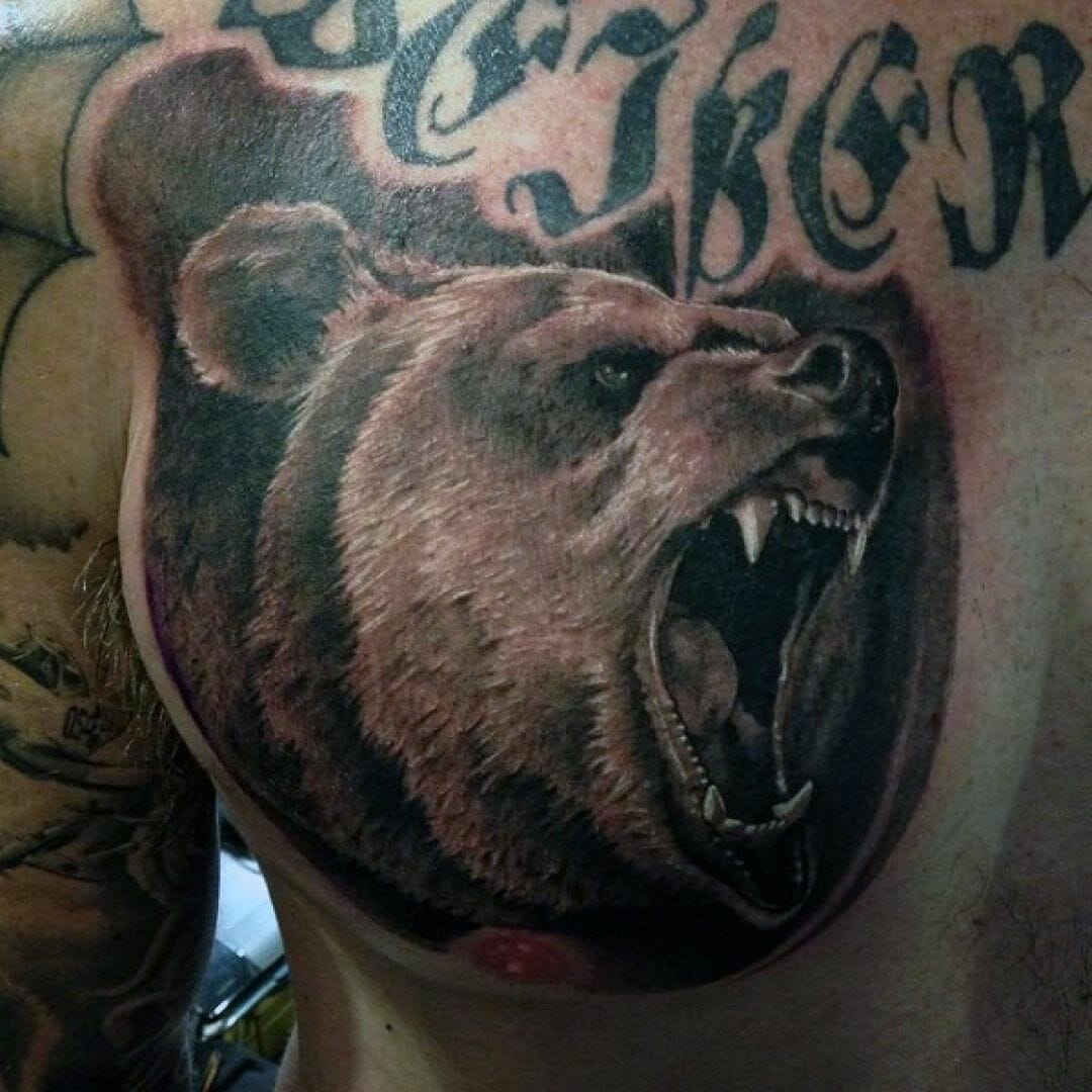 татуировки для мужчин с медведем на груди фото 50