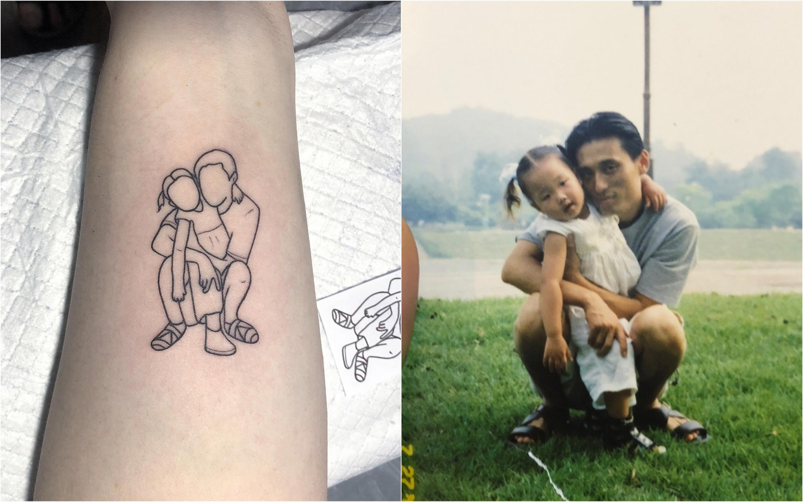 Татуировки отец с дочкой