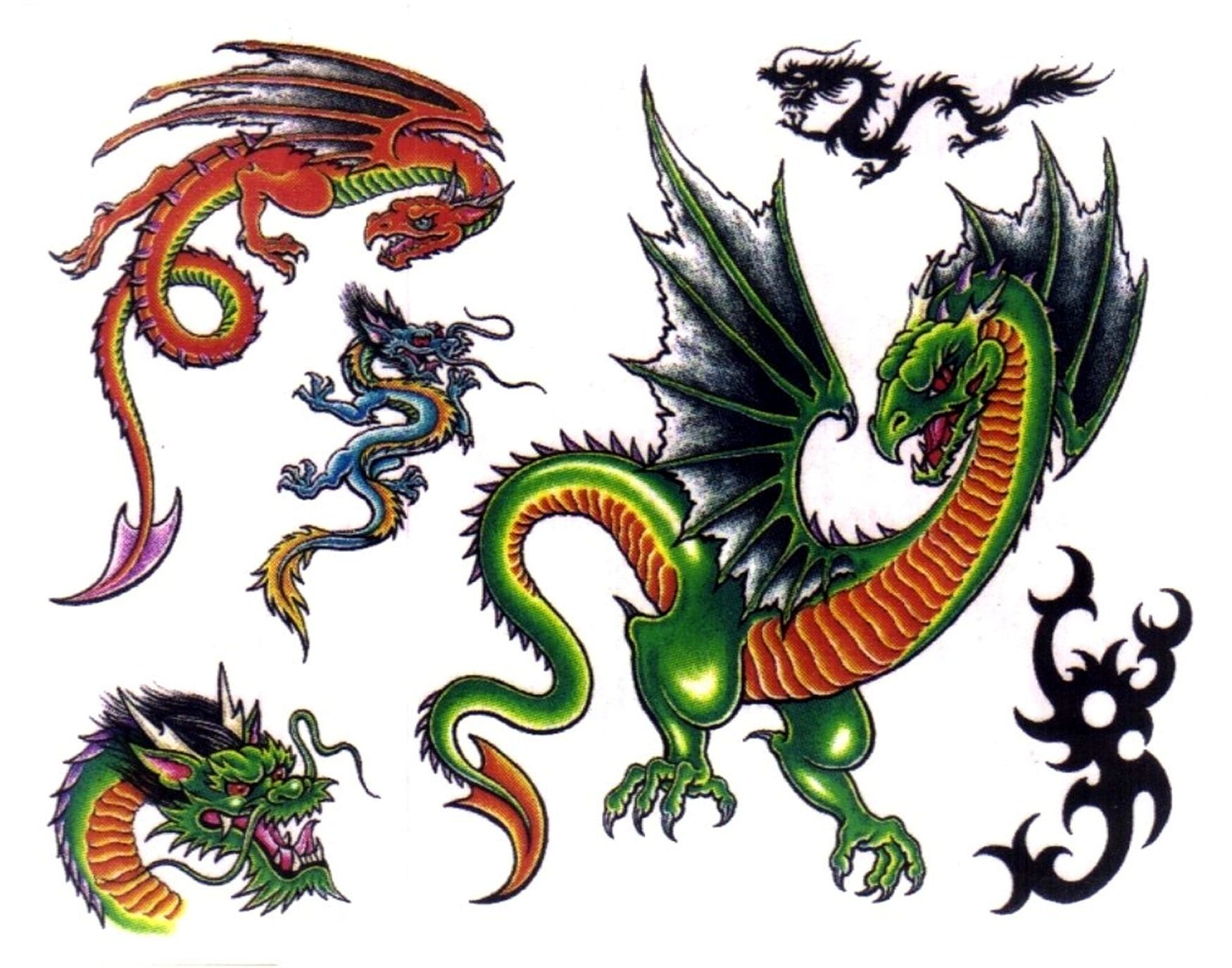 Эскизы драконов для тату цветные