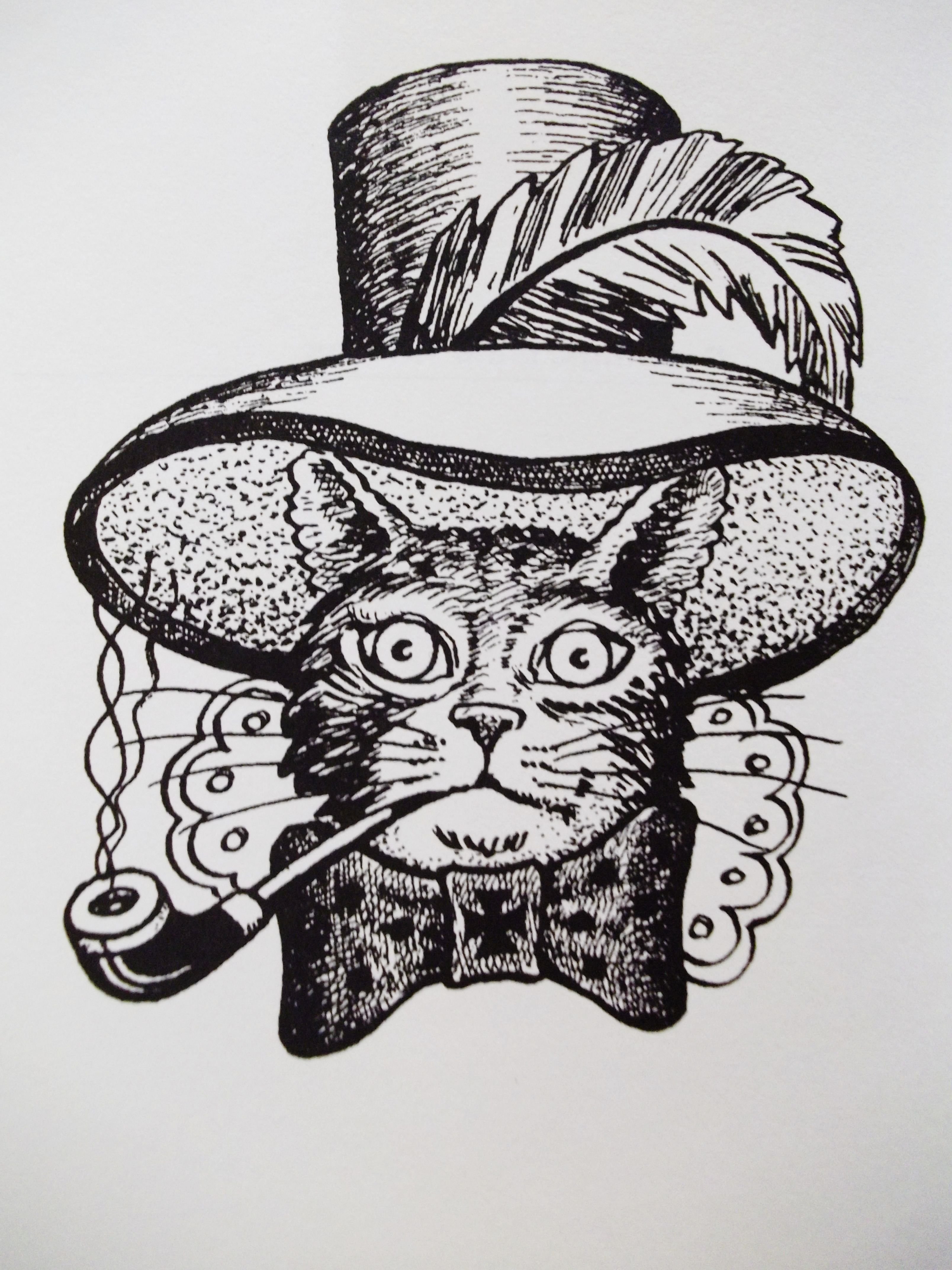 Тюремная наколка кот в шляпе