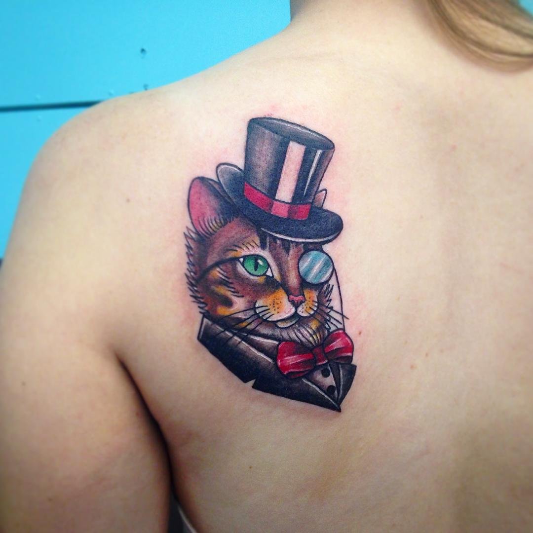 Татуировки коты в шляпах