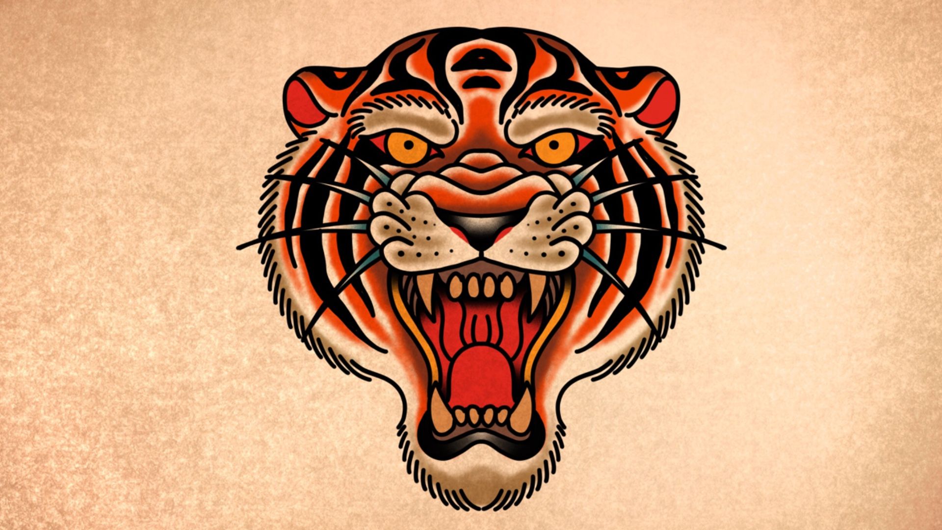 Татуировка тигр Олд скул