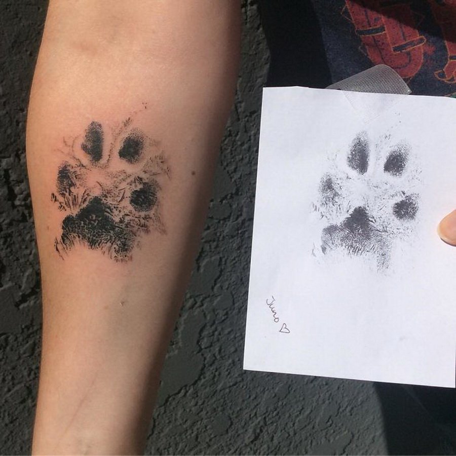 Татуировка отпечаток лапы собаки