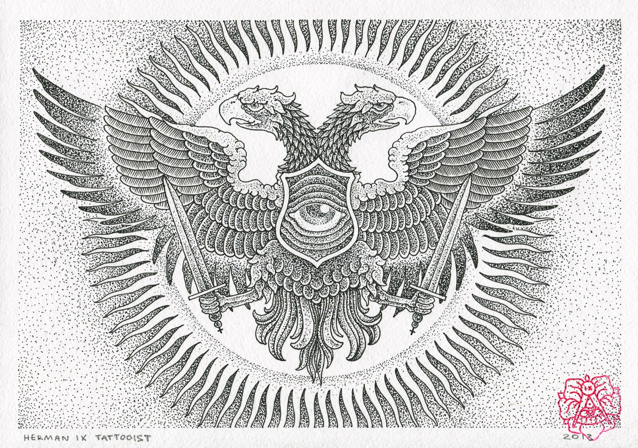Российский герб тату эскиз