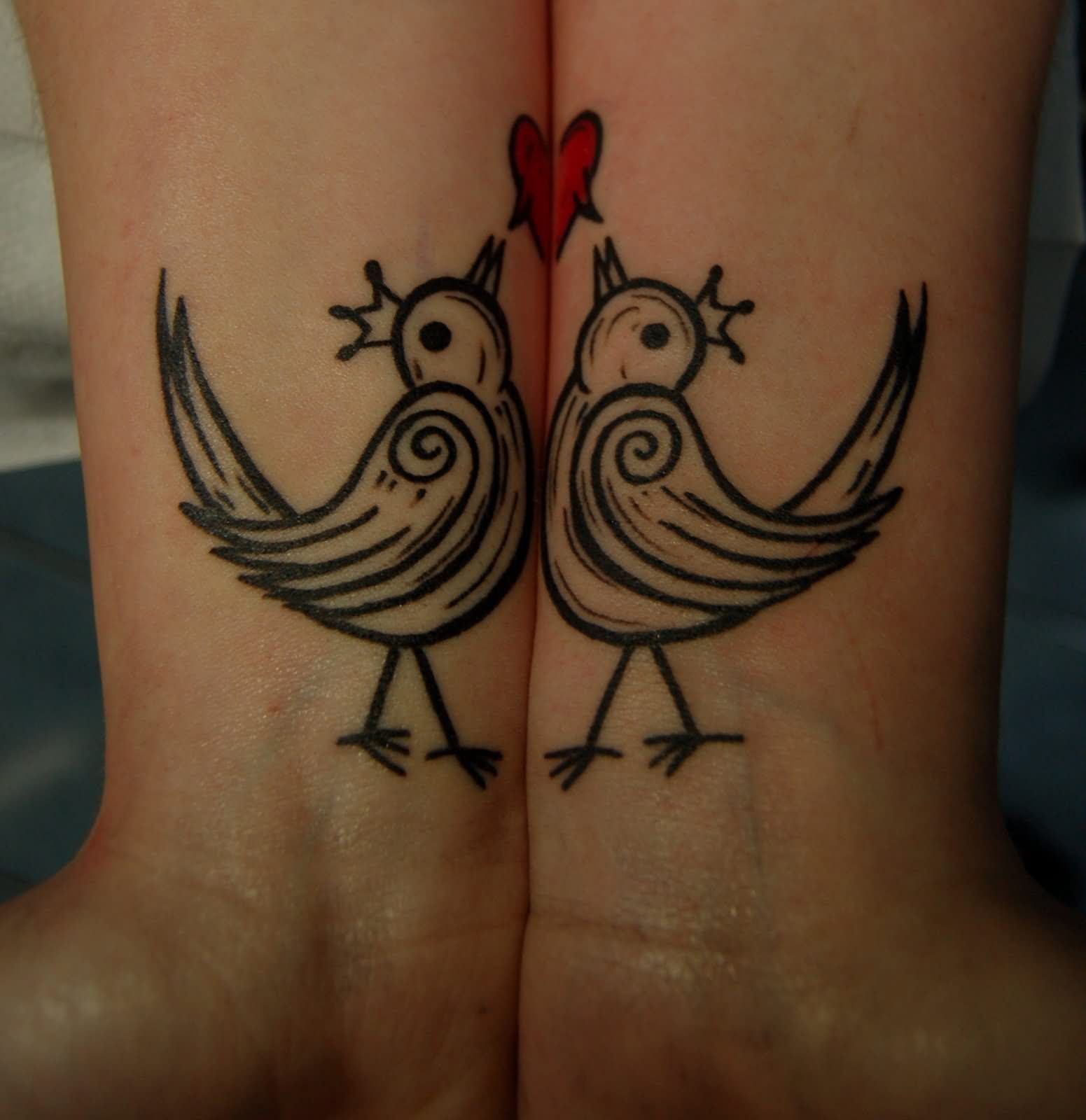 Парные тату для влюбленных птички