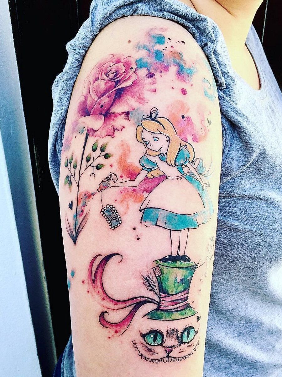 Татуировка Алиса в стране чудес