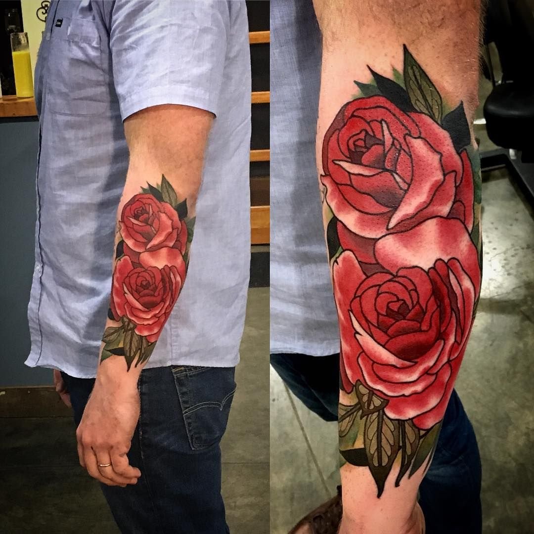 Татуировка розы на руке мужские