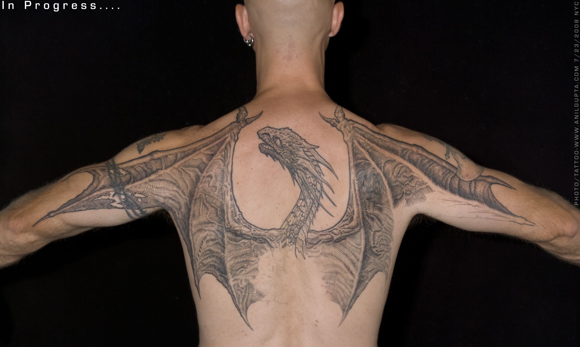 Татуировка Крылья дракона на спине