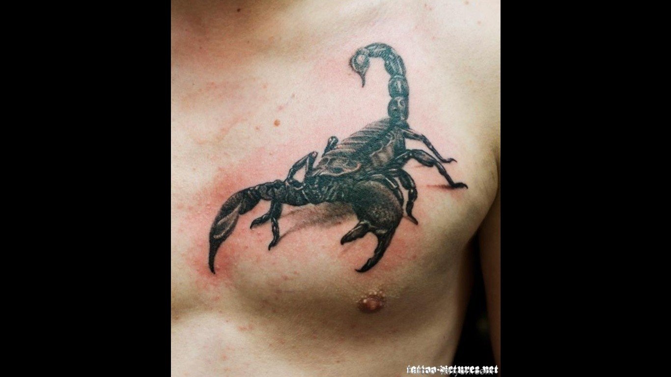 Татуировка скорпиона на левой груди