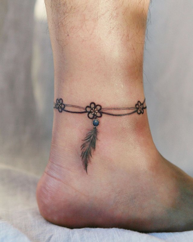 Тату браслет на ноге для девушек — топ лучших женских татуировок браслетов