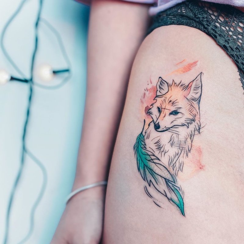 Значение тату лисы - смысл, идеи, факты, куда наносить, история