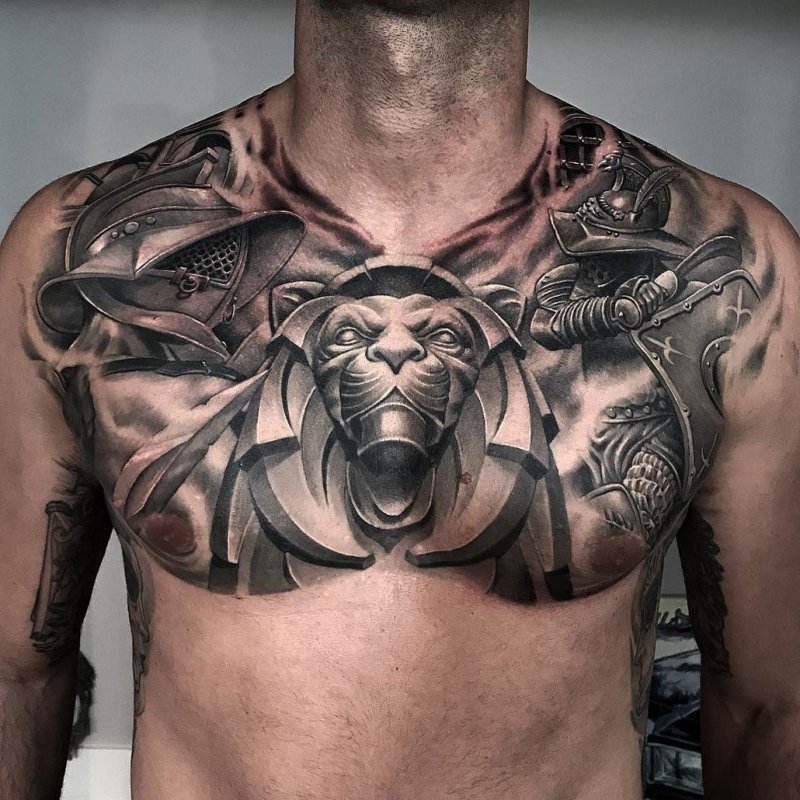 Татуировки для мужчин на груди (59 фото)