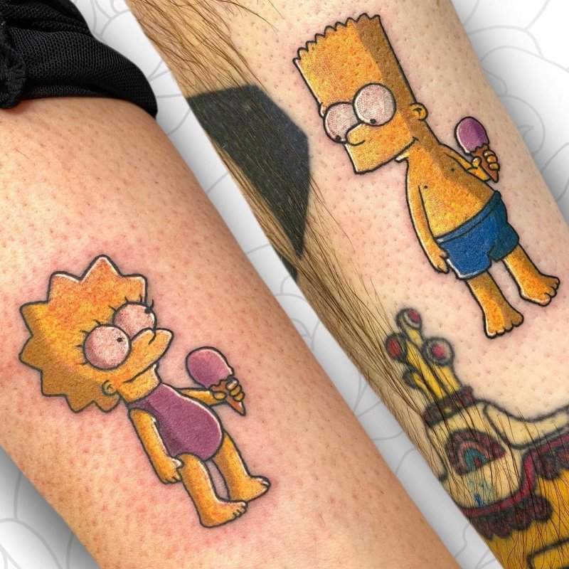 Барт и Лиза симпсон тату.