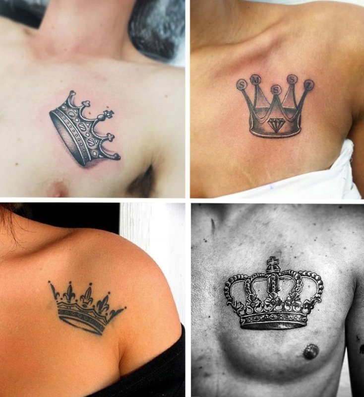 Тату короны на груди — фото и эскизов татуировок года