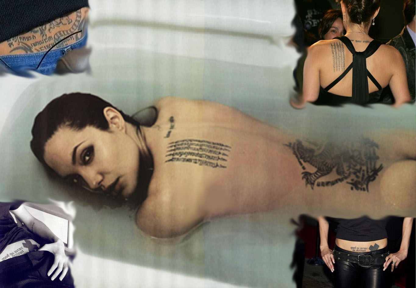 Анджелина Джоли в ванной тату