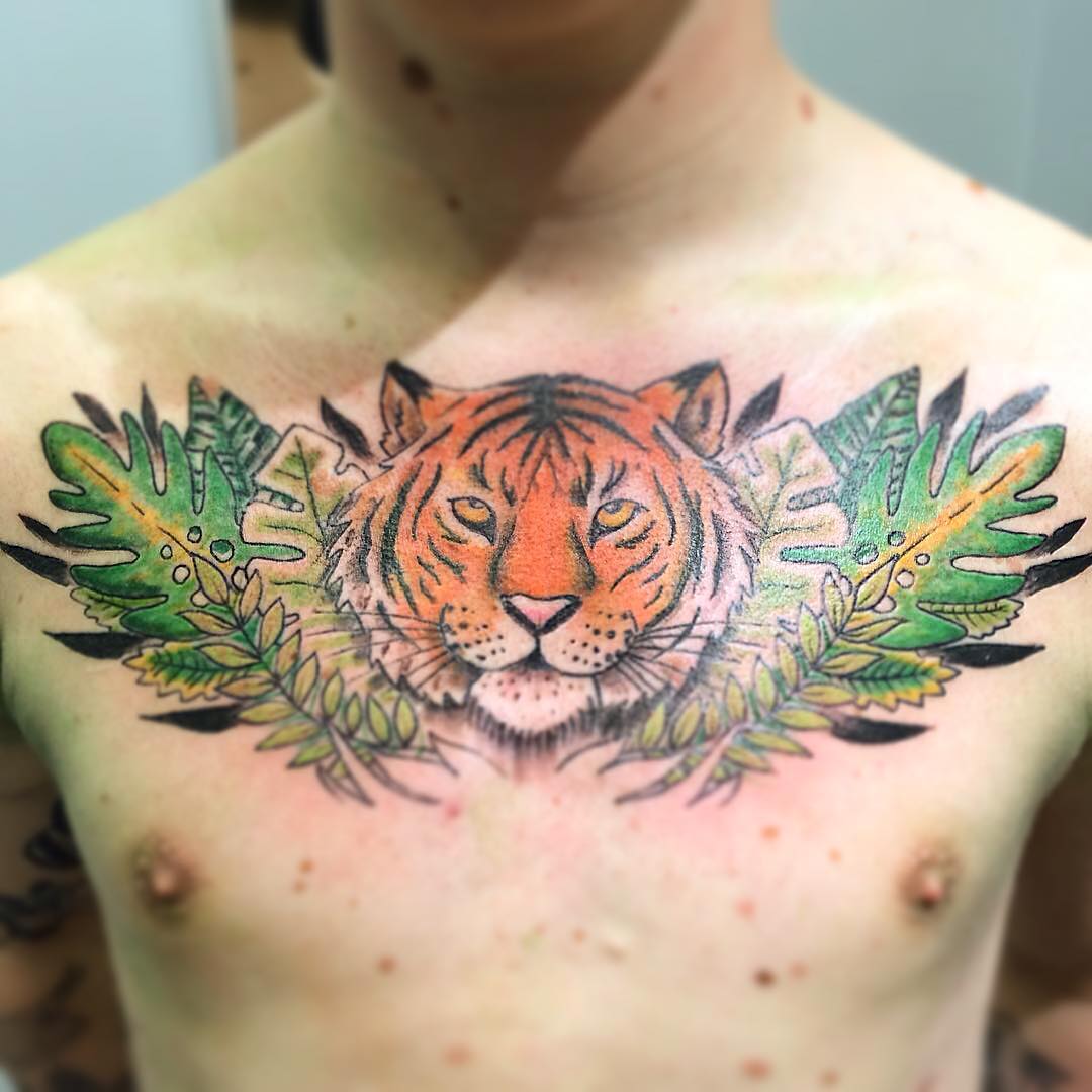 татуировки для мужчин тигр на груди фото 102