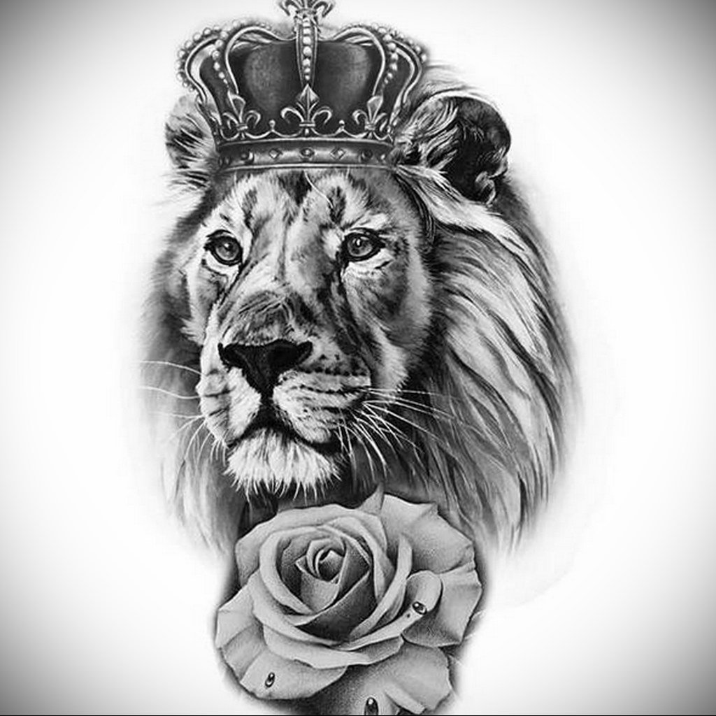 Эскиз тату тигр с короной