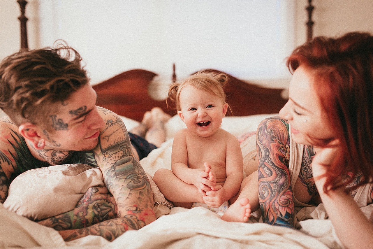 Татуированные пары с детьми