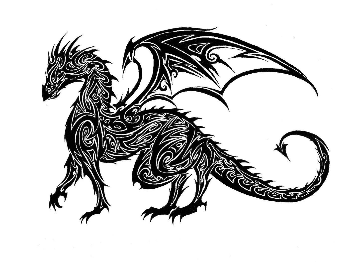 черная татуировка дракона